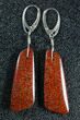 Ruby Red, Agatized Dinosaur Bone (Gembone) Earrings #84750-1